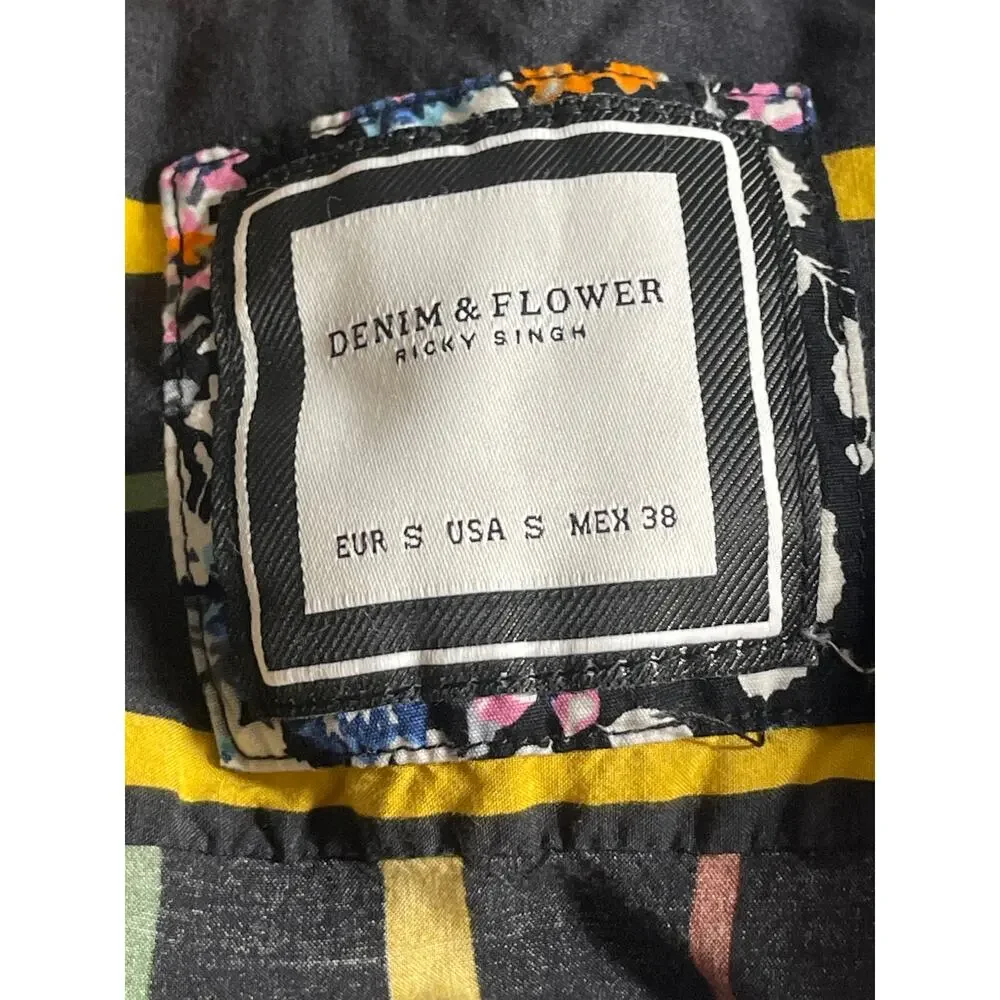 Denim & Flower Ricky Singh Men Multicolor Striped Short Sleeve Button Up Shirt S